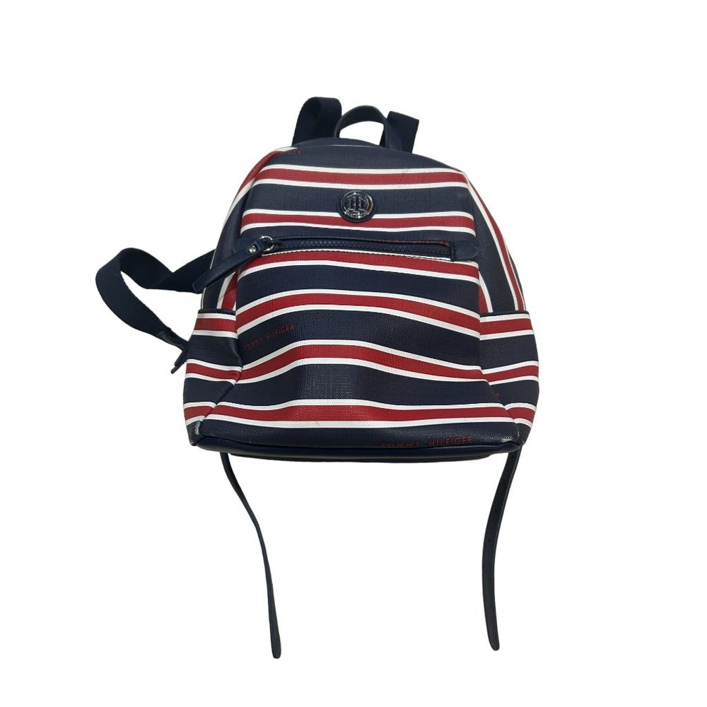 Tommy Hilfiger Navy Blue and Red Small Backpack